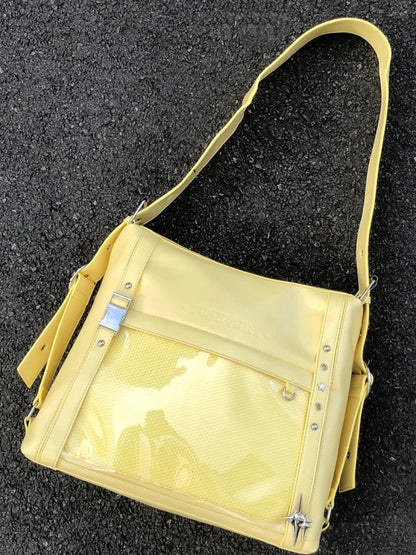Yellow Stud Detail Buckle Strap Ita Bag