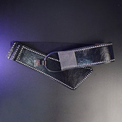 Black Gothic Studs Details PU Waist Corset Belt