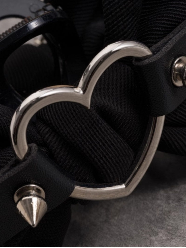 Gothic Cross Decorated Black Bowknot With Heart Buckle Claw Clip