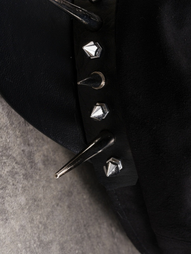 Black Gothic Studs Details Beret Hat