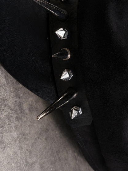 Black Gothic Studs Details Beret Hat