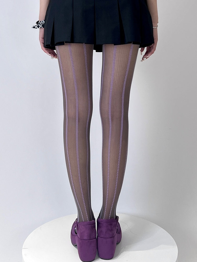 3 Color Options Y2K Heart Striped Pattern Tights