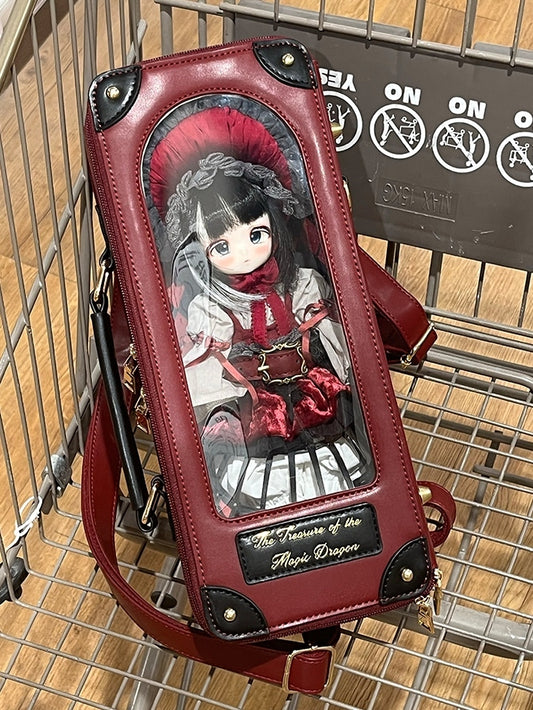 Black&Red Diamond Pattern 1/6 Scale BJD Doll Bag with Two Straps