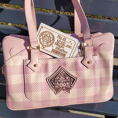 Plaid Pattern Large Capacity Pink Ita Tote Bag