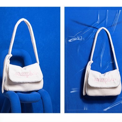 Bright White Letter Embroidered Fuzzy Tote Bag In Kawaii Style- Perfect For Fall And Winter