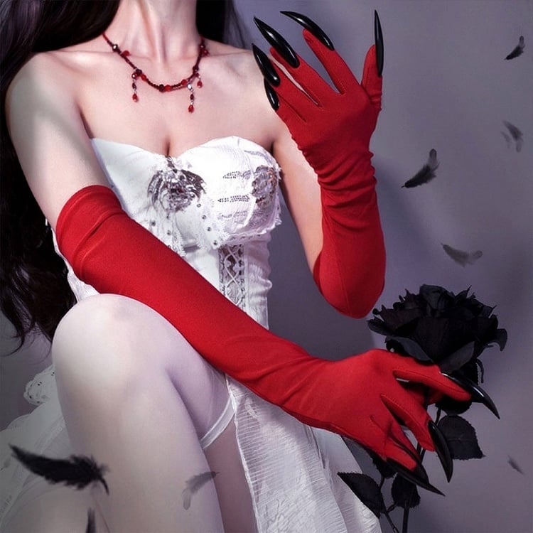 Red Steampunk Gothic Gloves