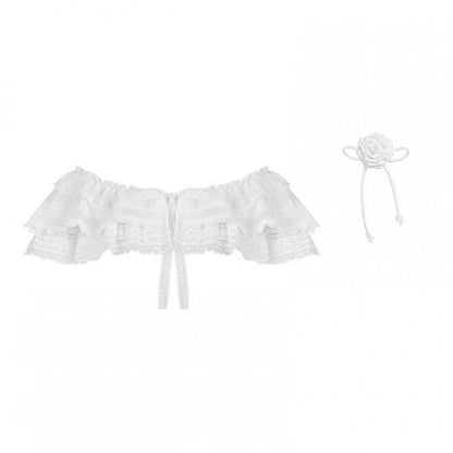 White / Black Tulle Shawl with Rose Brooch