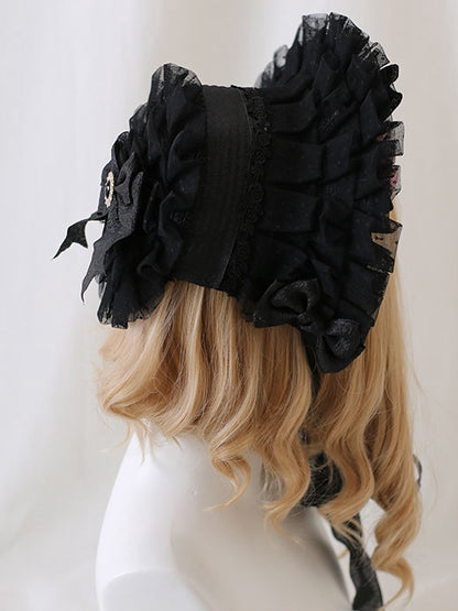4 Colors Flower Details Gothic Bowknots Bonnet