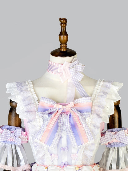 Stripes and Plaid Pattern Bowknot Choker