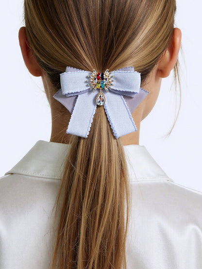 Blue/Pink Rhinestone Charm Bowknot Hairclip