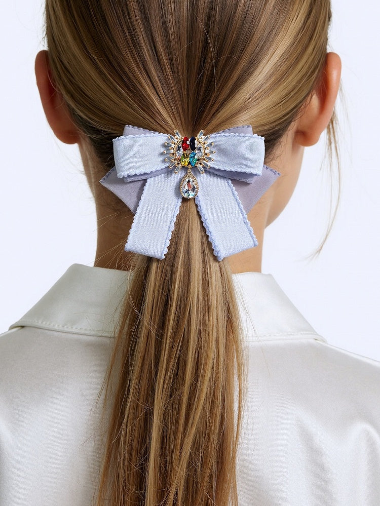 Blue/Pink Rhinestone Charm Bowknot Hairclip