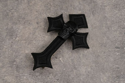 Goth Black/ White Skull Cross Hairclip