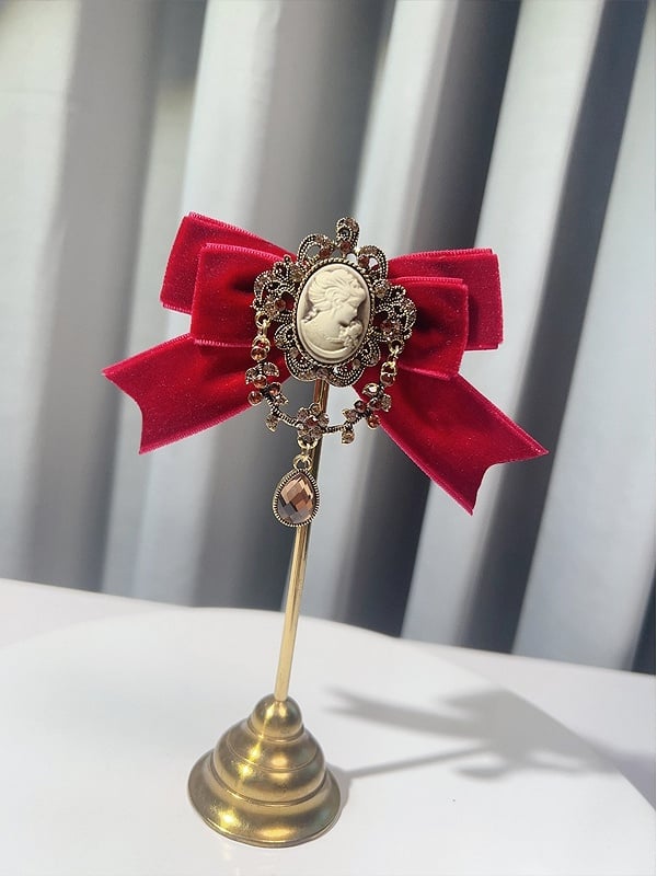 Red/Brown/Black Preppy Style Rhinestone Decorated Bow Tie