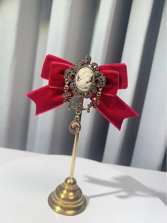 Red/Brown/Black Preppy Style Rhinestone Decorated Bow Tie