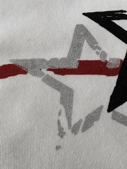 Skull and Stars Print Black and White Sweatshirt