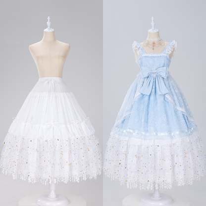 Glittering Stars Adjustable Length Gorgeous Fish-bone Petticoat White/Beige/Black