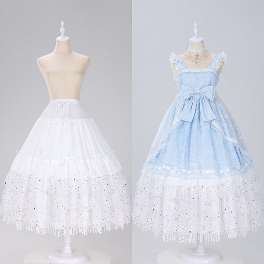 Glittering Stars Adjustable Length Gorgeous Fish-bone Petticoat White/Beige/Black