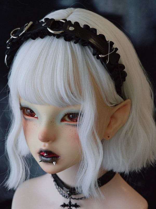 Black Gothic Buckle And Pin Decorated Ruffled KC