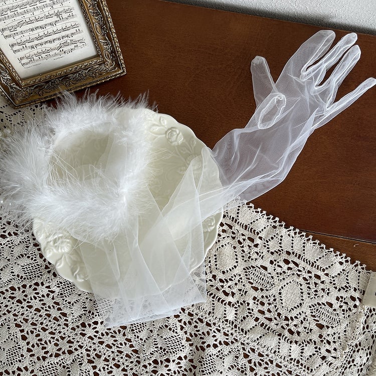 9 Color Options Shaggy Cuffs Tulle Gloves