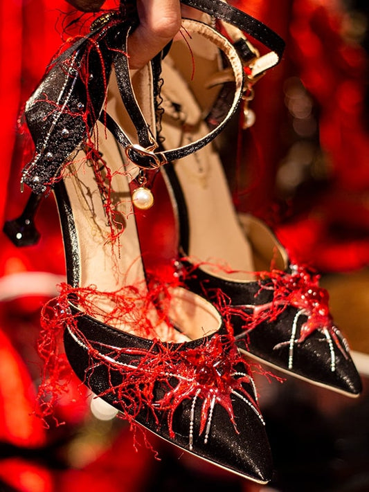 Blue&Red Gothic Lolita Heart Decorated Spider Design Pointed Toe 5CM/8.5CM High Heels