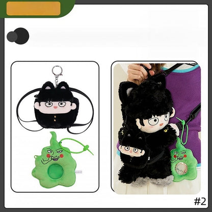 Kawaii Boy In Black Cat Outfit Plush Backpack / Crossbody + 2 Optional Sets