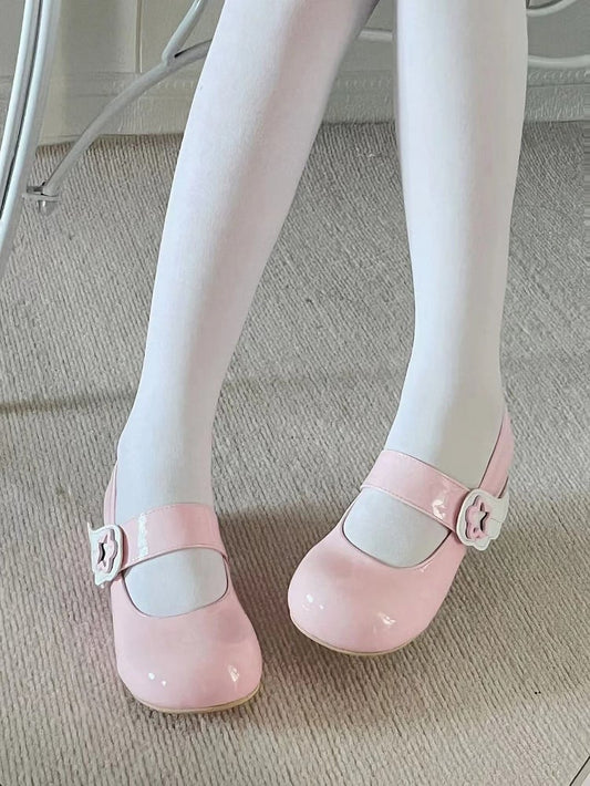 Jirai Kei Pink Lolita Star Wing Design Mary Jane Shoes