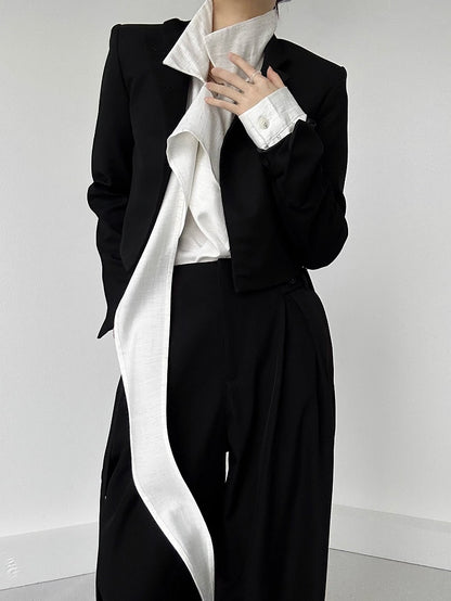 Ouji Lolita Light Apricot Retro Loose Fit Shirt with Long Draping Ribbon