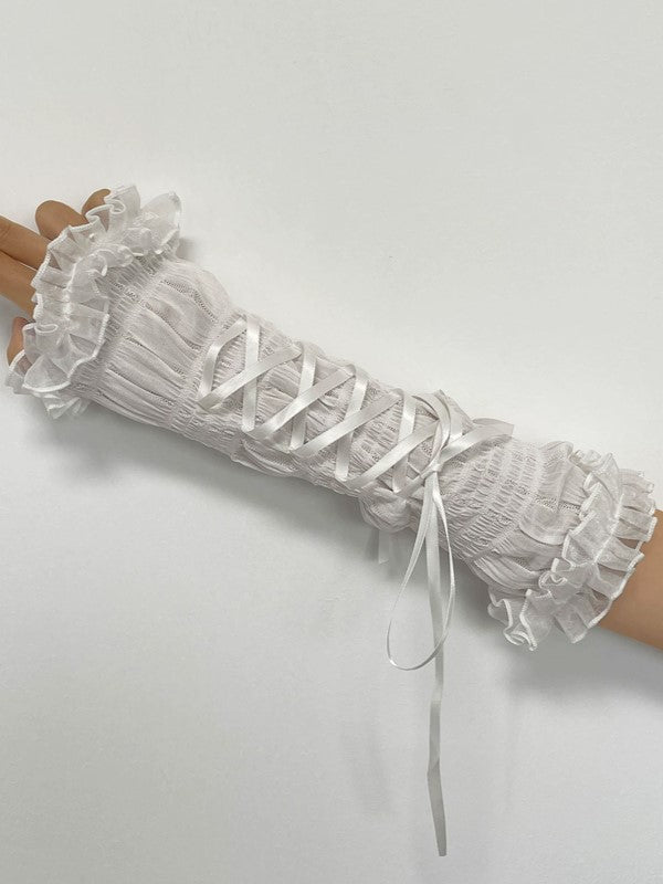 White/Black Lolita Lace-up Details Sleeves