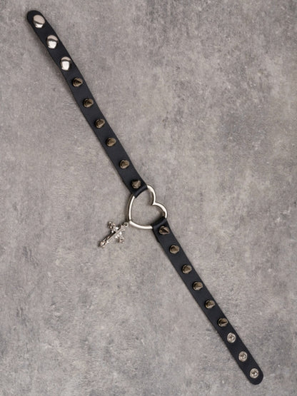 Black Gothic Cross Pendant Studs Design Heart Choker