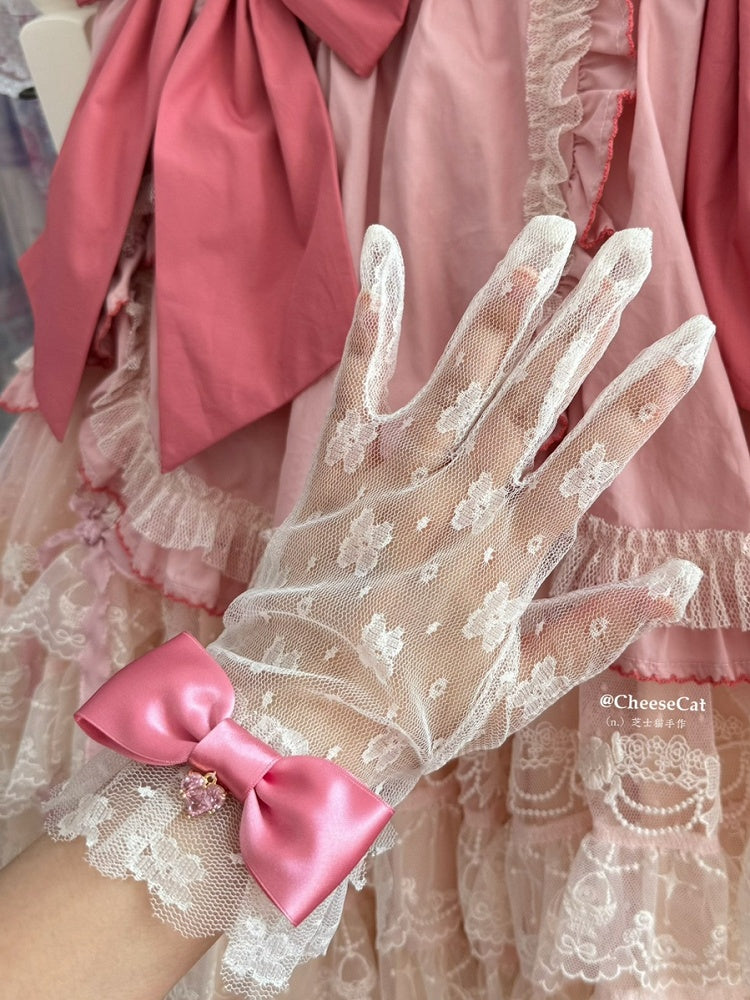 16 Options Crown/Heart Charm Bowknot Lace Gloves