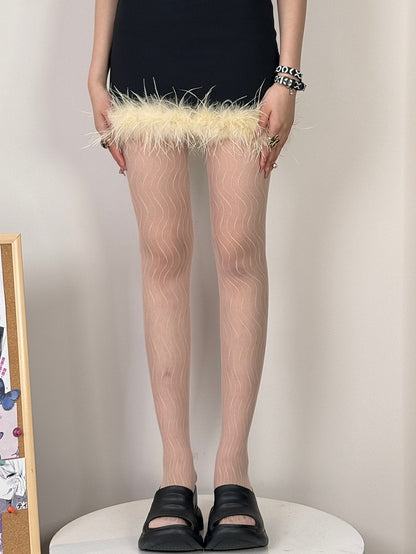 Black/Gray/Brown/White/Pink Water Ripple Tights