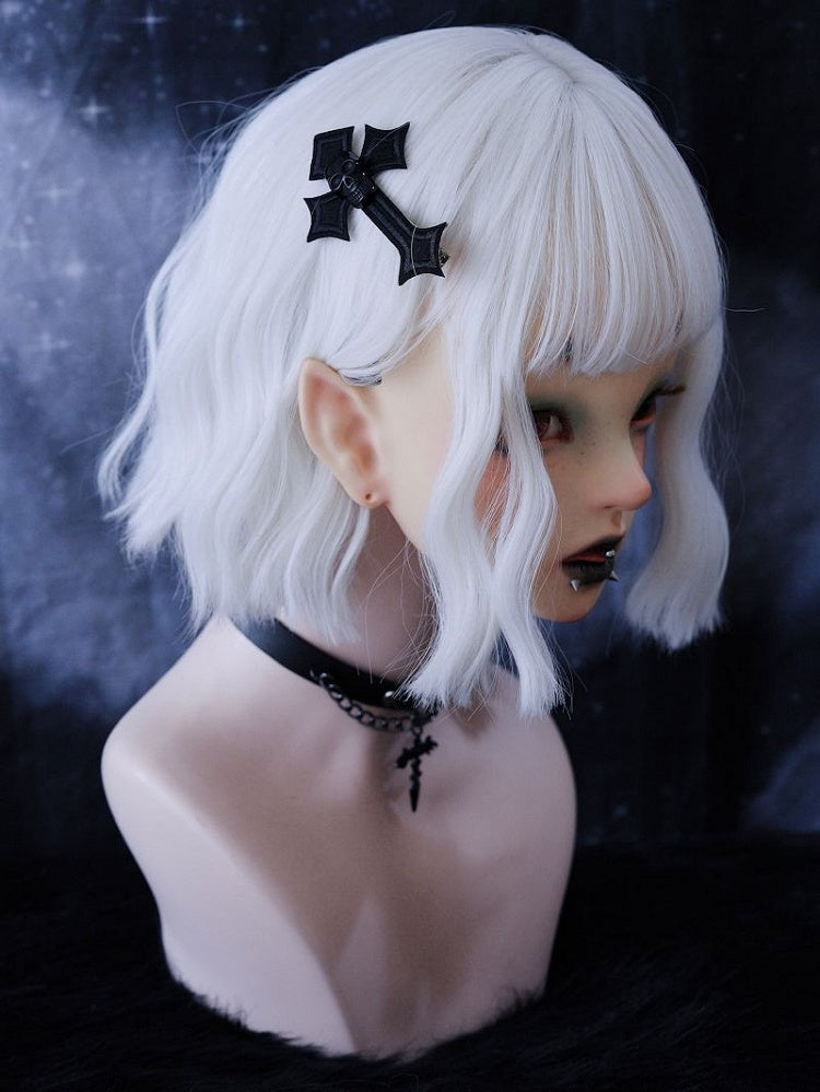 Goth Black/ White Skull Cross Hairclip