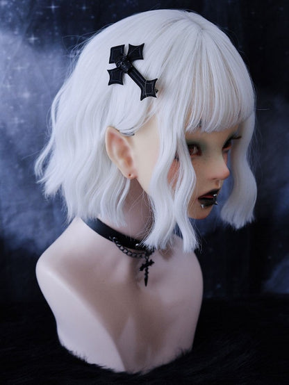 Goth Black/ White Skull Cross Hairclip