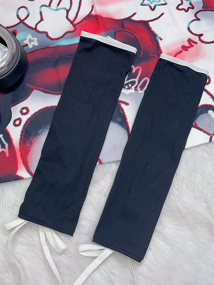 Black&White Y2K Crisscross Self-tie Strap Design Sleeves