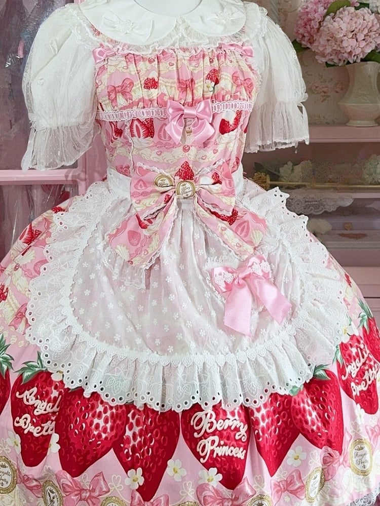 3 Color Options Polka-dot Pattern Heart Applique Lace Trim Apron