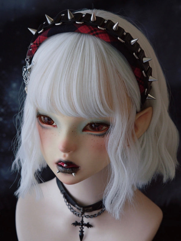 Black And Red Plaid Pattern Buckle With Studs Guitar Charm Design KC