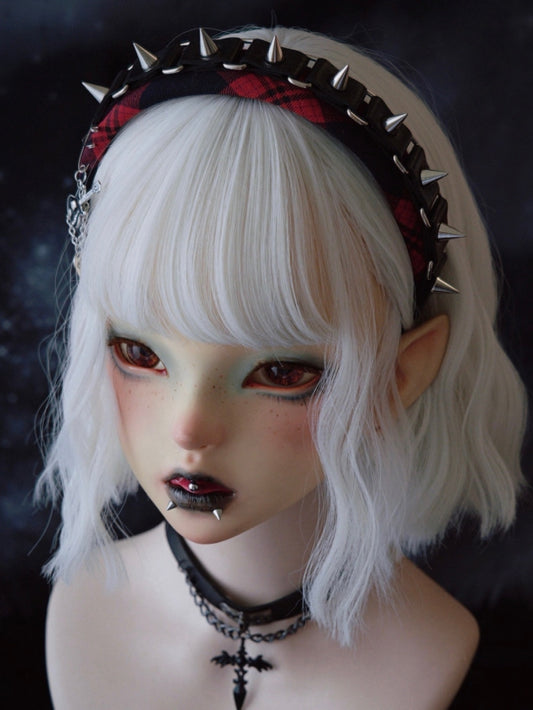 Black And Red Plaid Pattern Buckle With Studs Guitar Charm Design KC