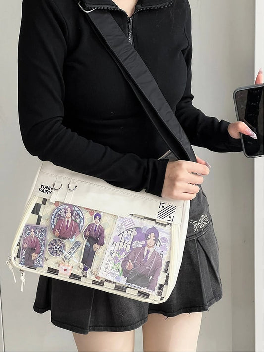 White Adjustable Strap Large Capacity Unisex Nylon Ita Shoulder Bag