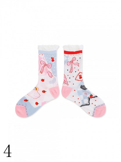 4 Options Sweet Lolita Colorful Ruffled Cuff Calf Socks