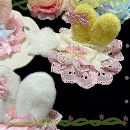 3 Color Options Bowknot Details Plush Bunny Ear Hairclip With Plush Star