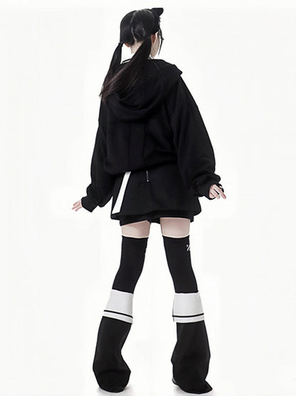 Black Cross Studs Decorated Leg Warmers