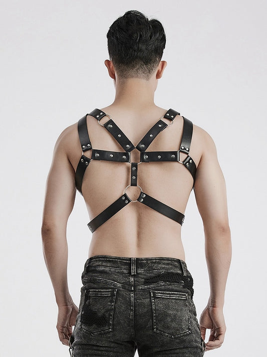 Black Punk PU Harness