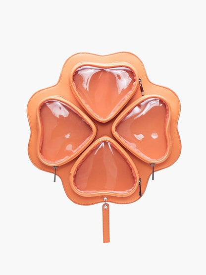 2-way Charming Orange Clover Ita Backpack In Kawaii Style