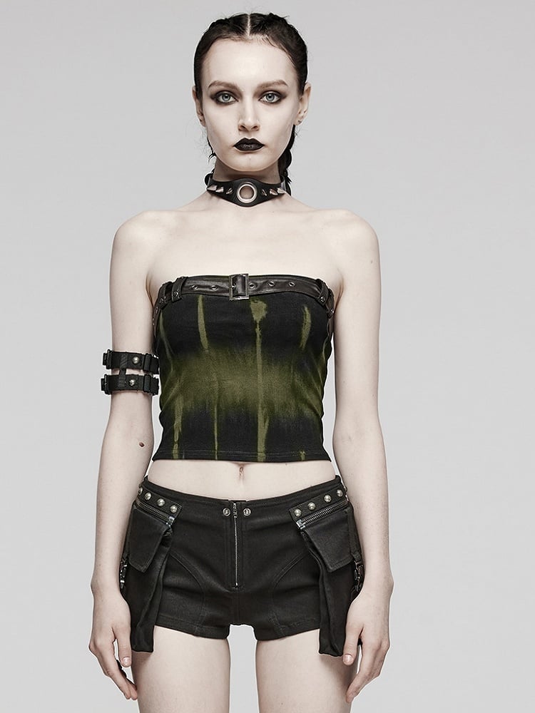 Black and Green Sexy Printed Tube Top