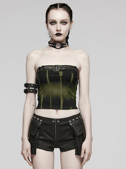 Black and Green Sexy Printed Tube Top