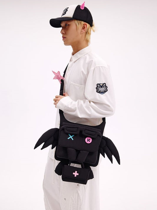 Black/White Yumi Kawaii Cross Elf Wings Bag