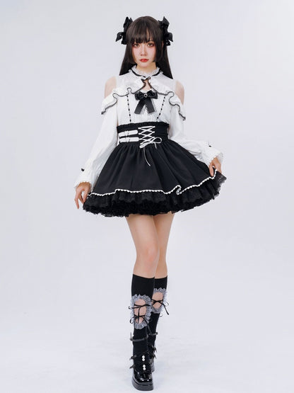 Jirai Kei Open Shoulders Long Sleeves White Blouse Best Seller