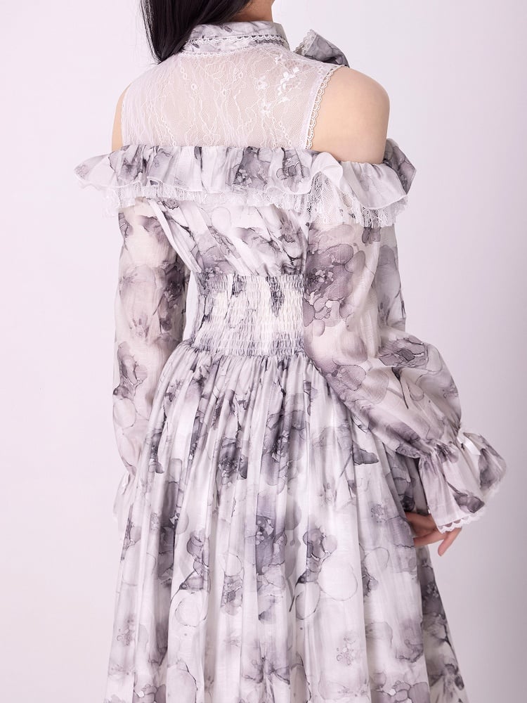 Jirai Kei Dress Work-Ready Elegant Floral Print Dress