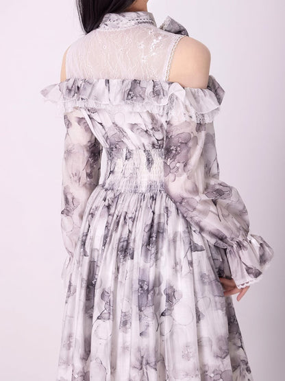 Jirai Kei Dress Work-Ready Elegant Floral Print Dress