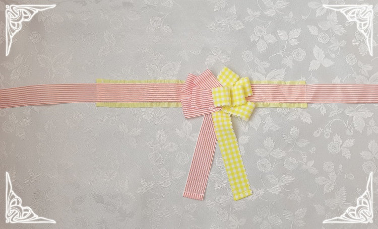 Stripes and Plaid Pattern Bowknot Choker